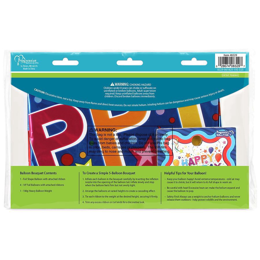 slide 2 of 3, Helium Inflated Balloon Happy Birthday Day Balloon Bouquet, 1 ct