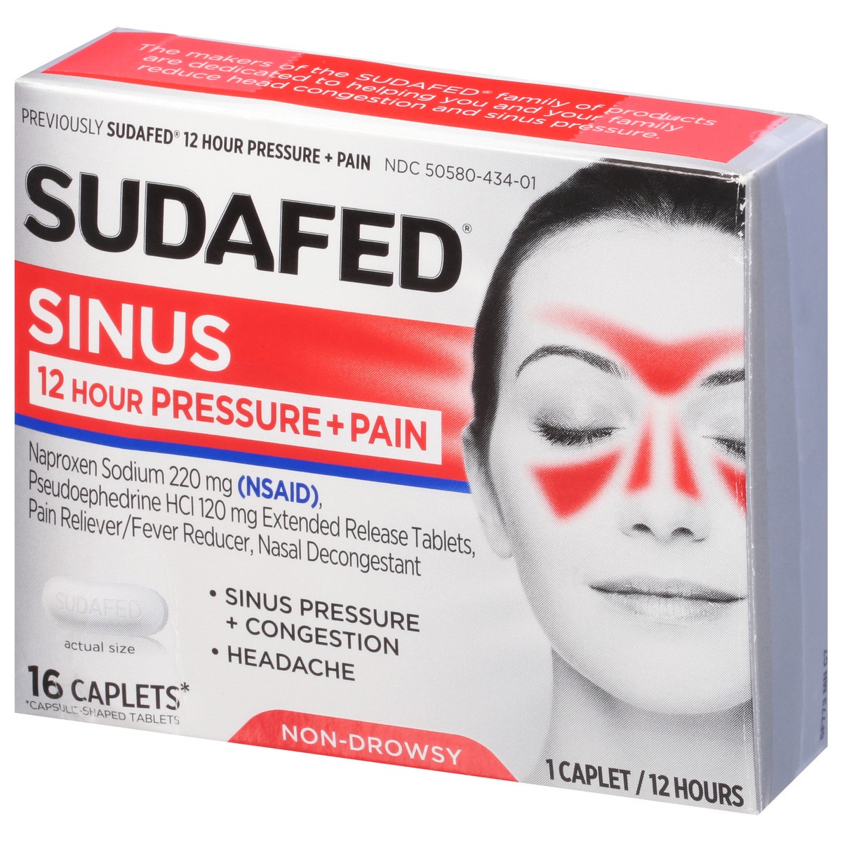 slide 2 of 9, Sudafed Caplets Pressure + Pain 12 Hour Sinus 16 ea, 