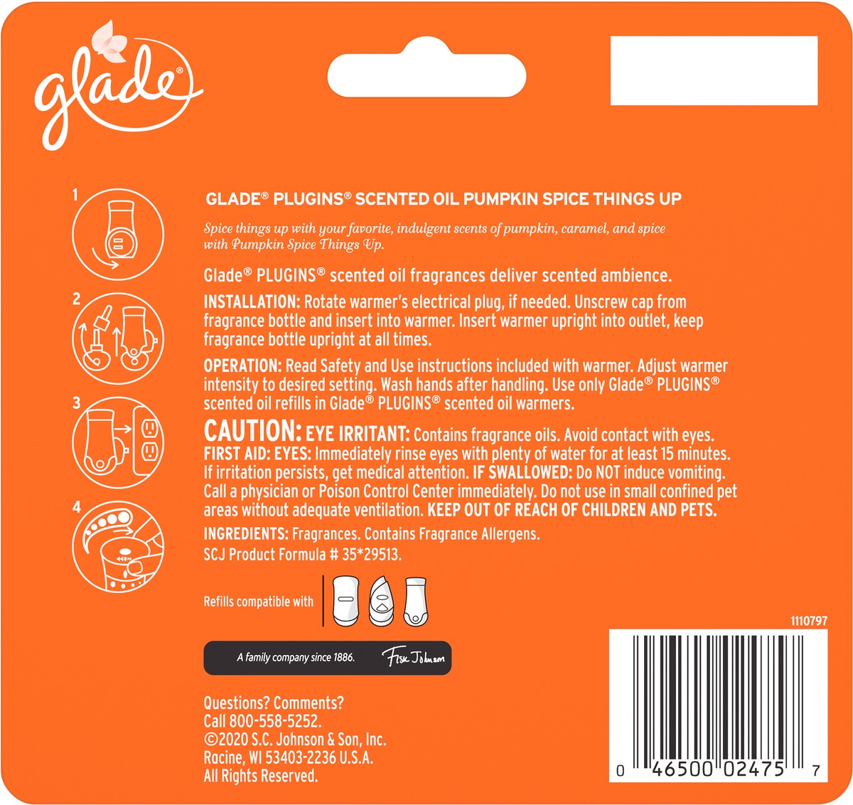 slide 2 of 5, Glade Plug In Refills, 5 Refills, Electric Scented Oil, Pumpkin Spice Things Up, 3.35 fl oz