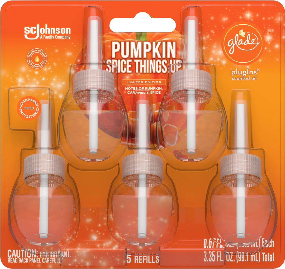 slide 4 of 5, Glade Plug In Refills, 5 Refills, Electric Scented Oil, Pumpkin Spice Things Up, 3.35 fl oz