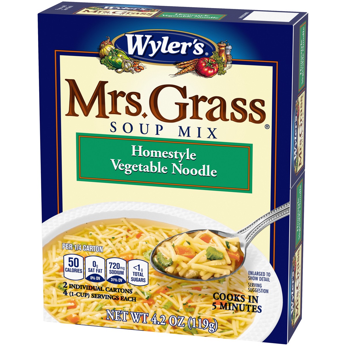 slide 4 of 9, Wyler's Mrs. Grass Homestyle Vegetable Noodle Soup Mix, 2 ct Pack, 4.2 oz