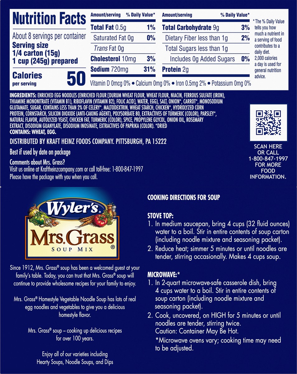 slide 6 of 9, Wyler's Mrs. Grass Homestyle Vegetable Noodle Soup Mix, 2 ct Pack, 4.2 oz