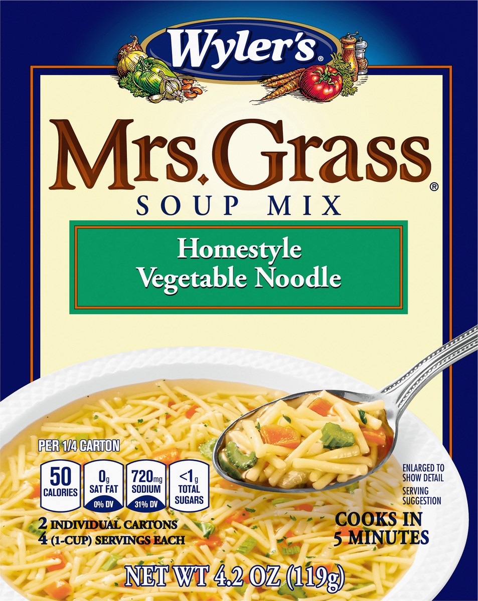 slide 1 of 9, Wyler's Mrs. Grass Homestyle Vegetable Noodle Soup Mix, 2 ct Pack, 4.2 oz