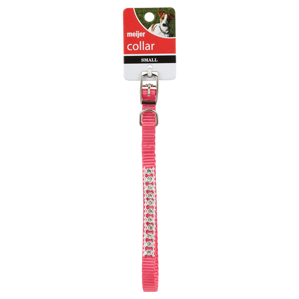 slide 1 of 2, Meijer Dog Collar, Adjustable, Rhinestone, Pink, Small, SM