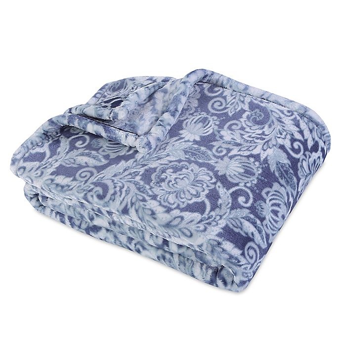 slide 1 of 1, Berkshire Blanket VelvetLoft Throw - Paisley Blue, 1 ct