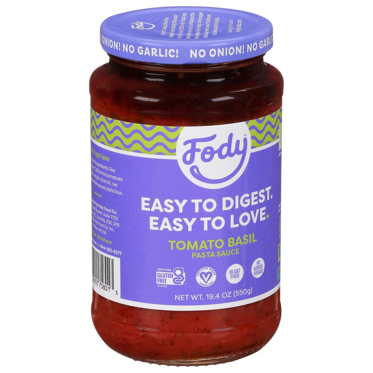 slide 3 of 9, Fody Tomato Basil Sensitive Pasta Sauce 19.4 oz, 19.4 oz