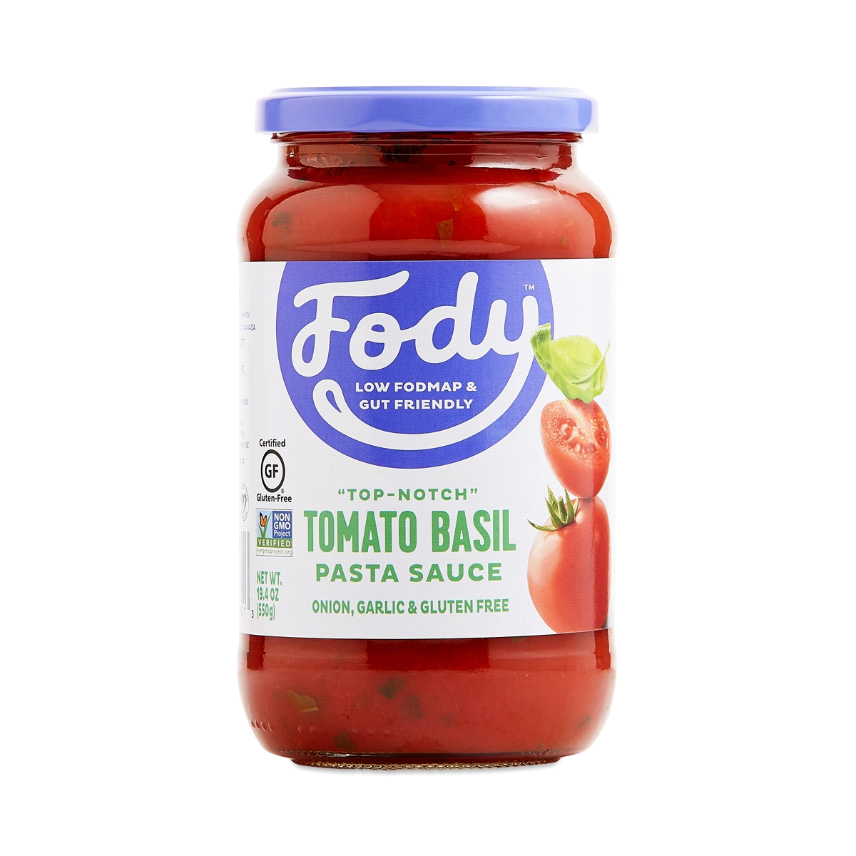 slide 1 of 1, Fody Tomato & Basil Pasta Sauce, 19.4 oz