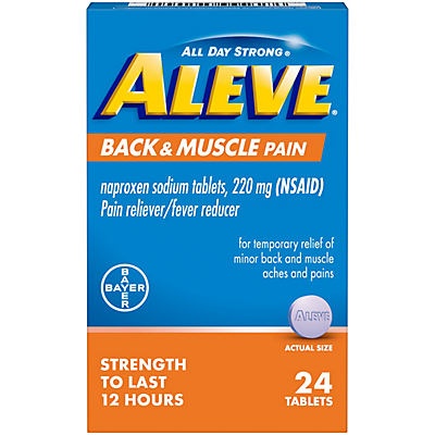 slide 1 of 1, Aleve Back & Muscle Pain Naproxen 220mg Tablets, 24 ct