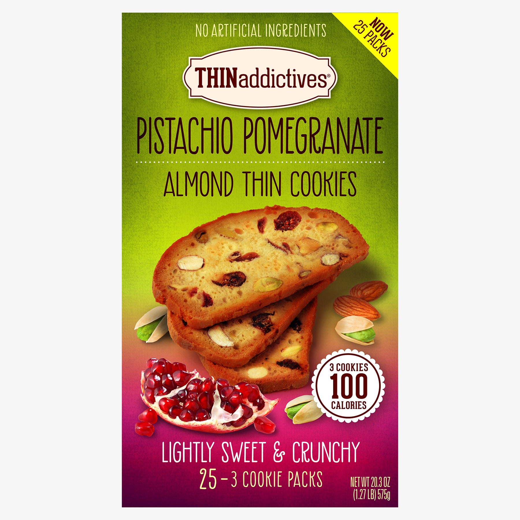 slide 1 of 1, THINaddictives Pistachio Pomegranate Almond Cookies, 20.32 oz