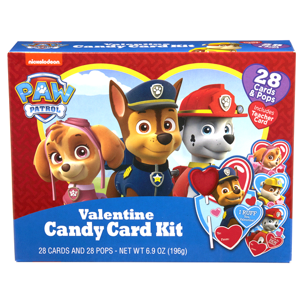 slide 1 of 1, Frankford Candy Valentine Paw Patrol Candy Card Exchange Kit, 28 ct