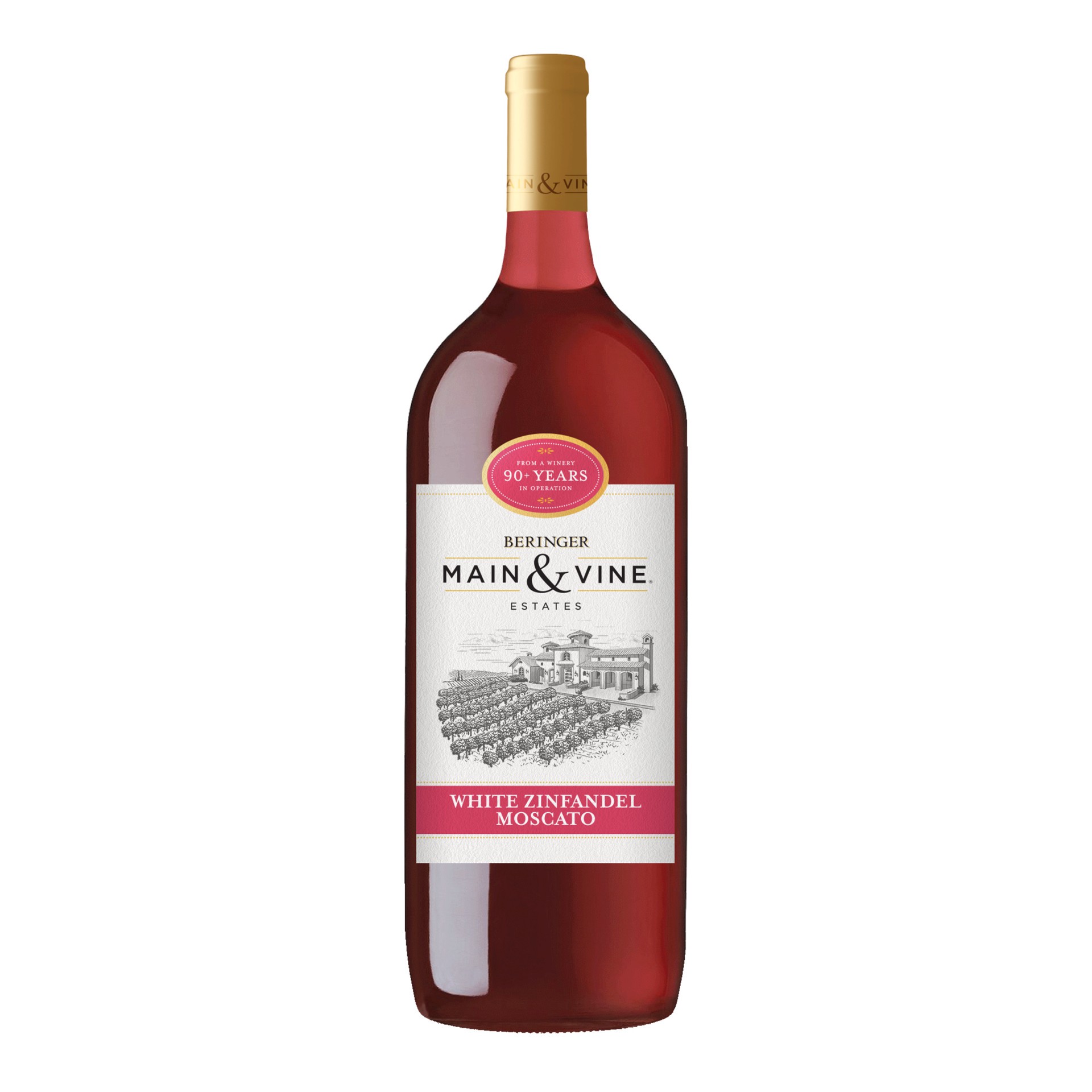 slide 1 of 4, Beringer Main & Vine White Zinfandel Moscato, Pink Wine, 1.5L, 1.50 liter