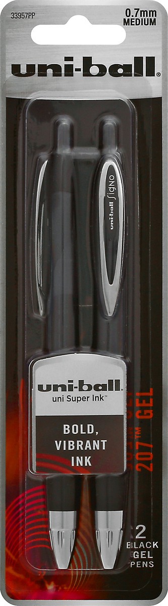 slide 1 of 9, uni-ball Uni Super Ink 0.7 MM Medium Black Gel Pens 2 ea, 2 ct