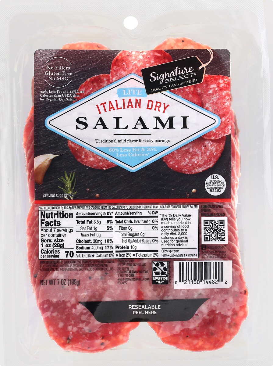 slide 2 of 9, Signature Select Lite Italian Dry Salami 7 oz, 7 oz