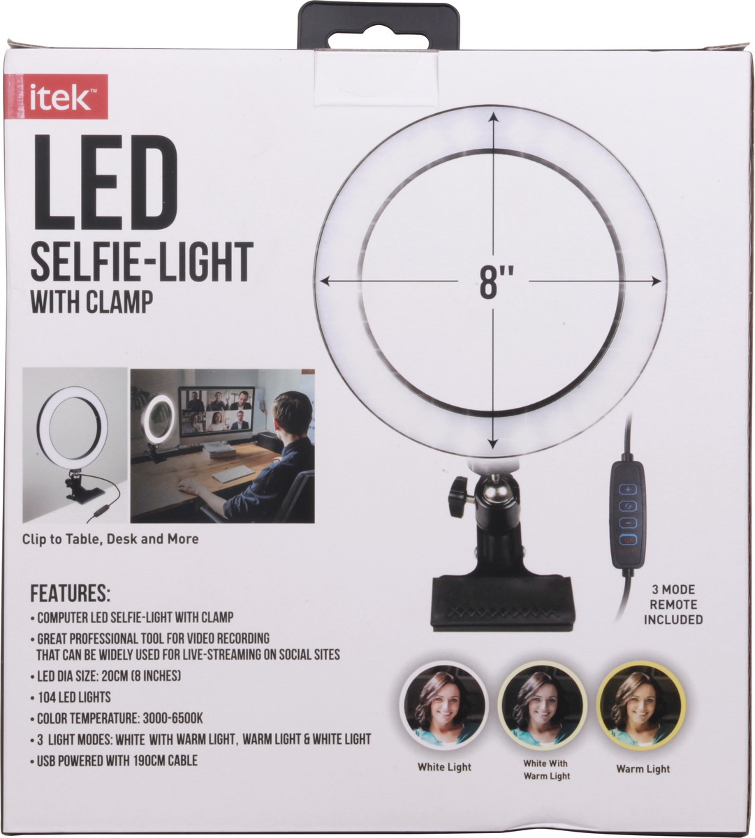 slide 5 of 9, itek Led Selfie Light With Clamp, 1 ct