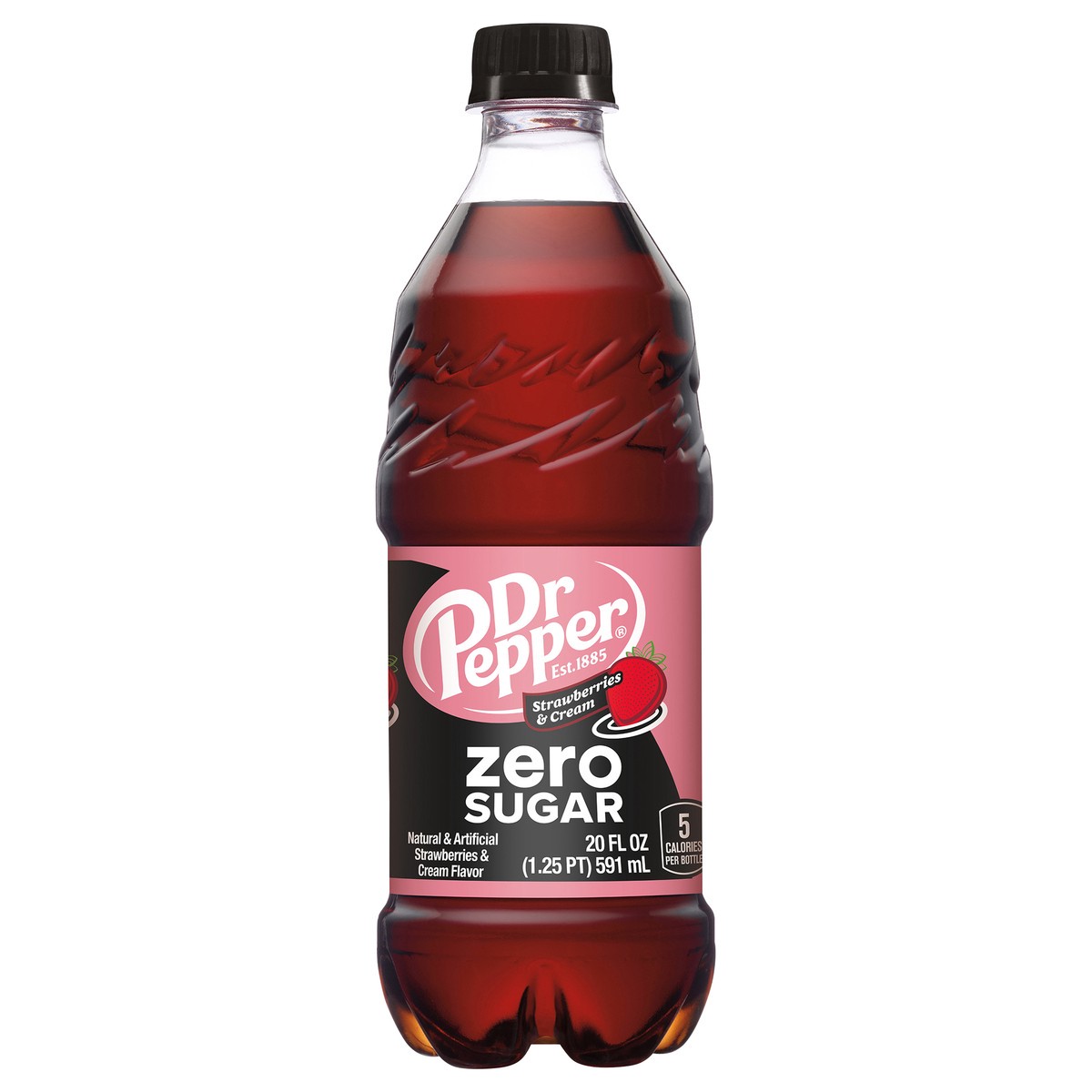 slide 3 of 11, Dr Pepper Zero Sugar Strawberries and Cream Soda, 20 fl oz Bottle, 20 fl oz