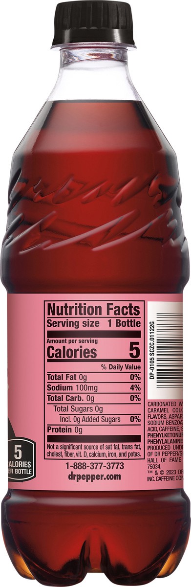 slide 2 of 11, Dr Pepper Zero Sugar Strawberries and Cream Soda, 20 fl oz Bottle, 20 fl oz