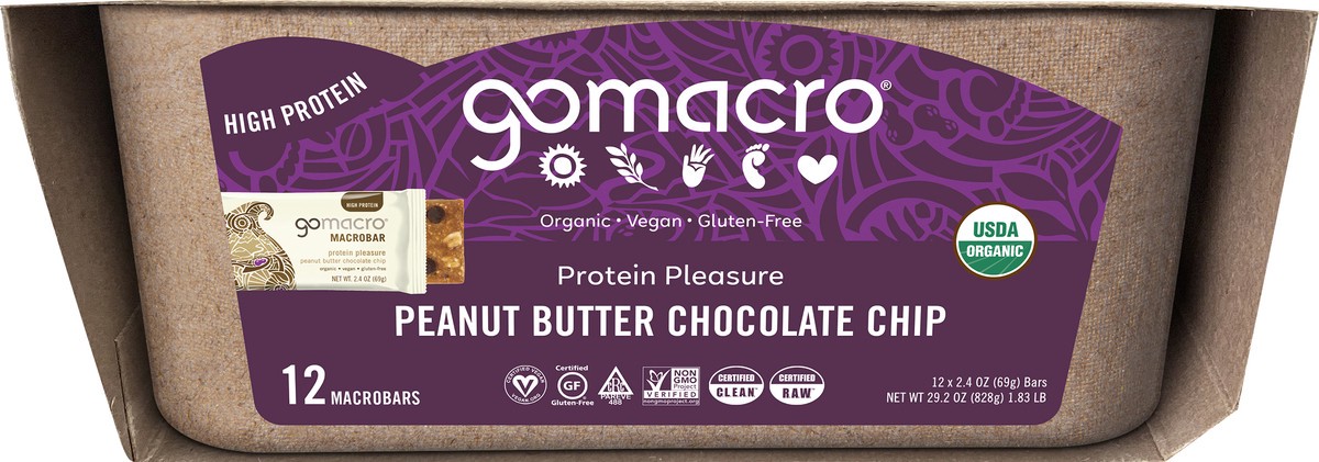 slide 6 of 6, GoMacro Peanut Butter Chocolate Chip MacroBar 12ct Tray, 12 ct