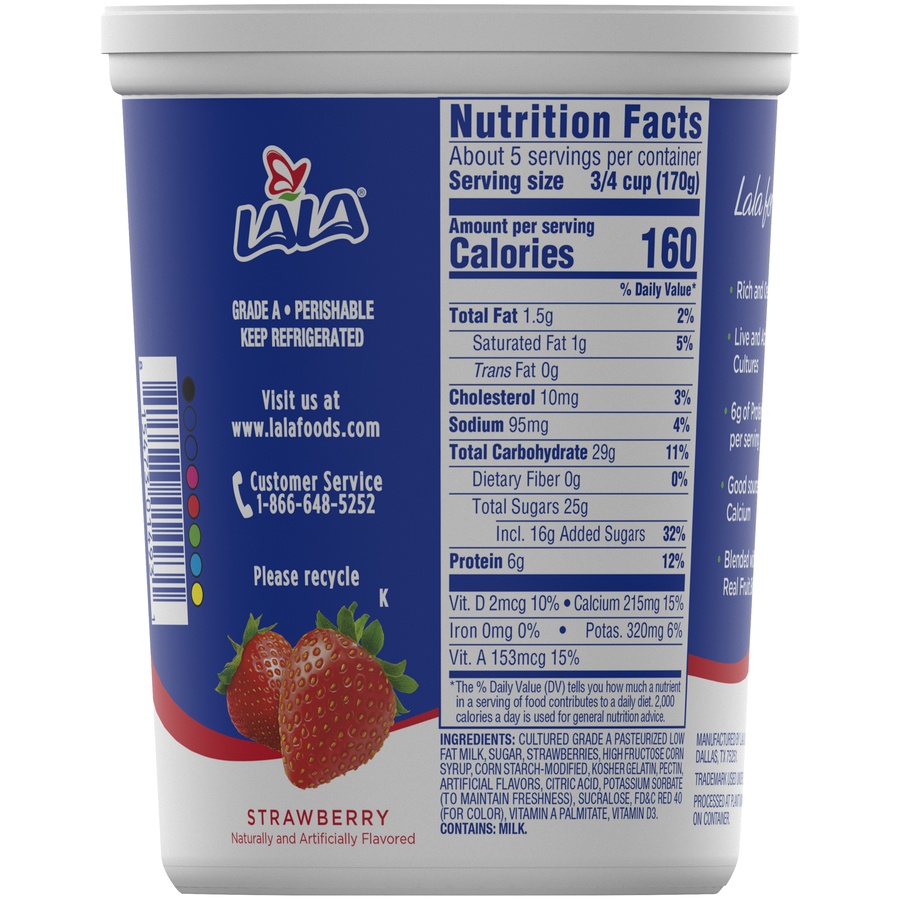 slide 4 of 5, LALA Strawberry Low-Fat Yogurt, 32 oz