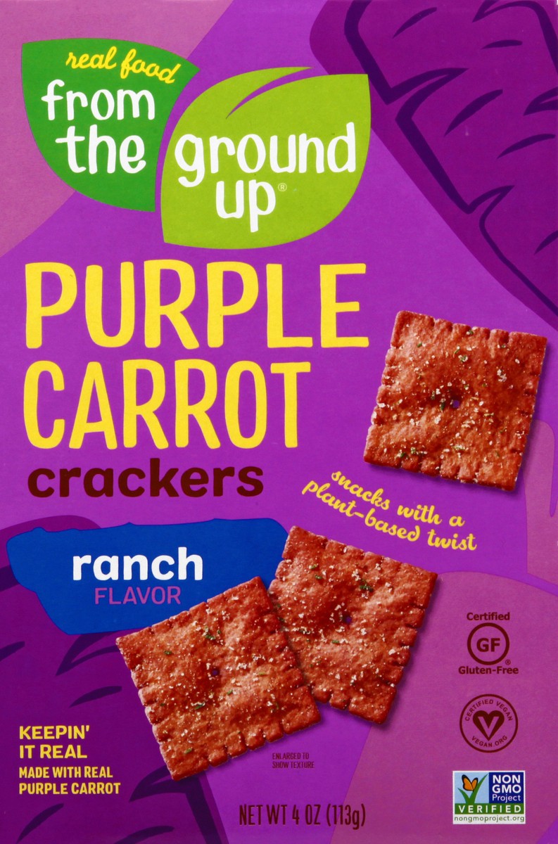 slide 13 of 13, From The Ground Up Purple Carrot Ranch Flavor Crackers 4 oz, 1 ct