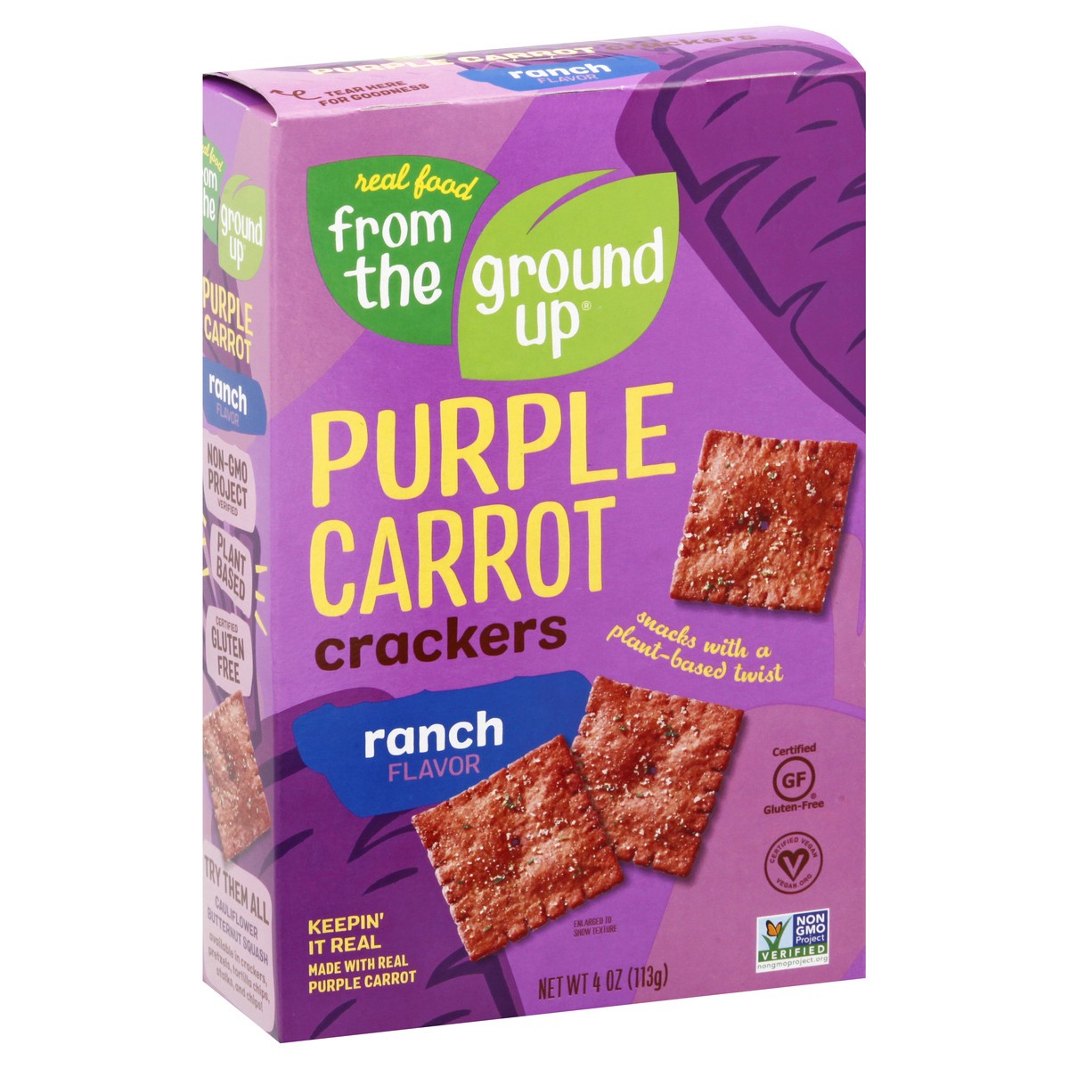 slide 5 of 13, From The Ground Up Purple Carrot Ranch Flavor Crackers 4 oz, 1 ct