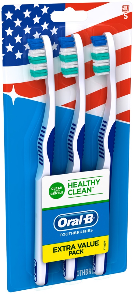 slide 1 of 1, Oral-B Healthly Clean Soft Toothbrushes, Extra Value Pack, 3 ct