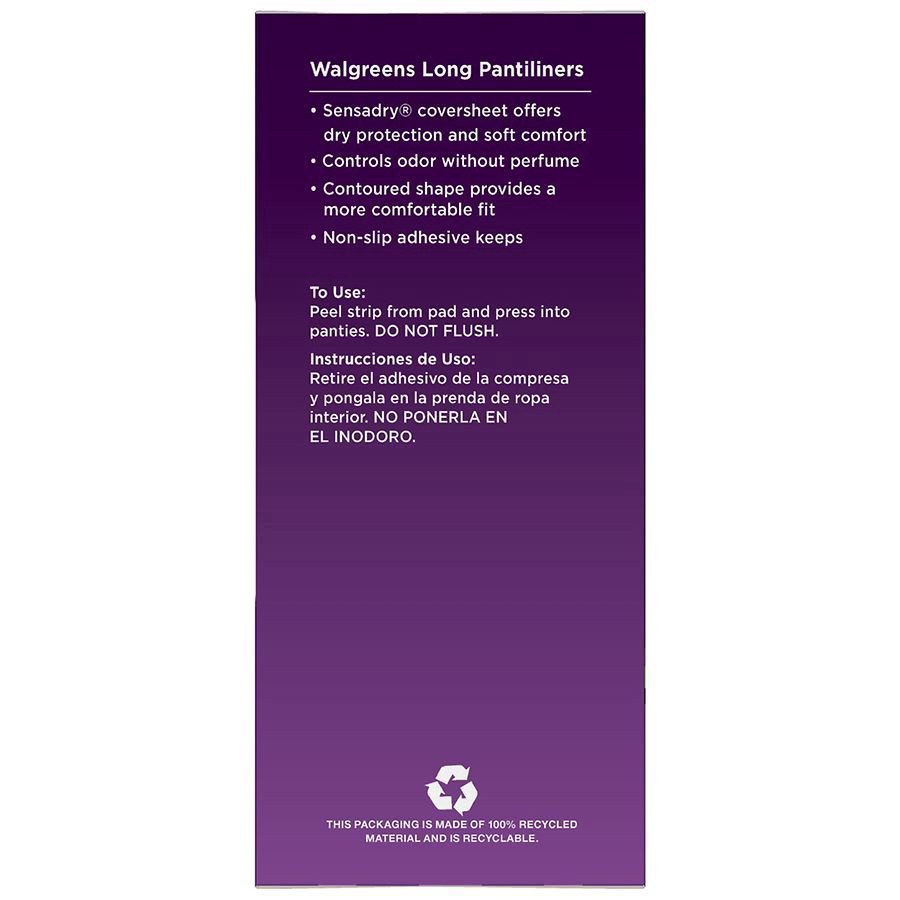 slide 3 of 4, Walgreens Long Unscented Pantiliners, 40 ct