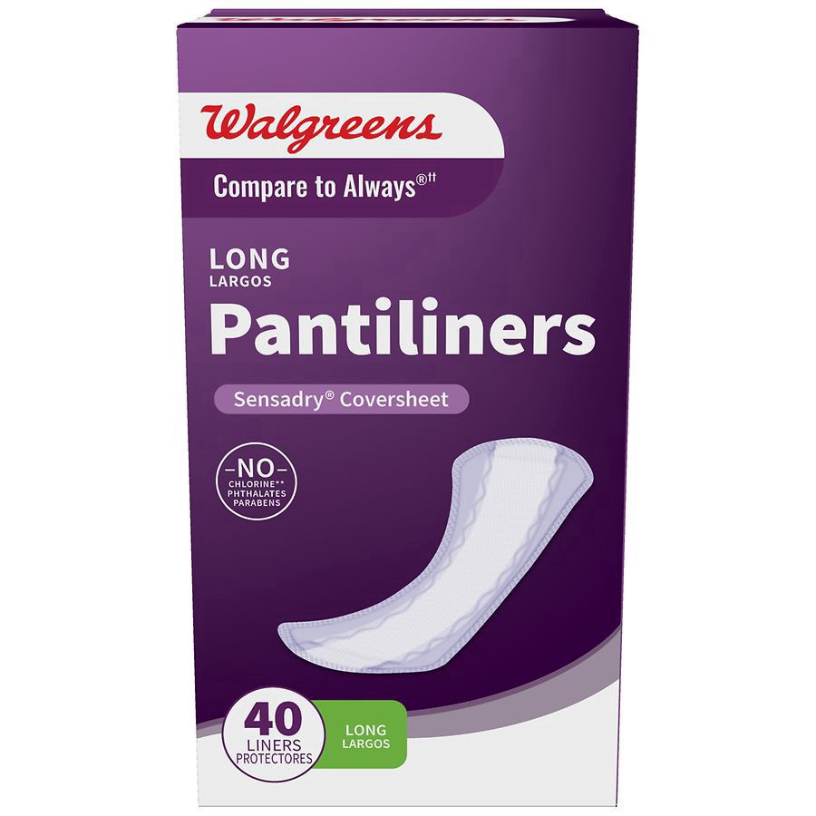 slide 1 of 4, Walgreens Long Unscented Pantiliners, 40 ct