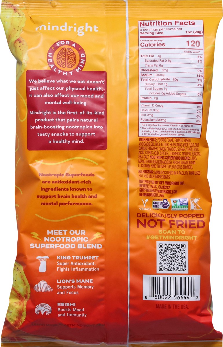 slide 12 of 13, Mindright Superfood Turmeric Ranch Popped Chips 4 oz, 4 oz