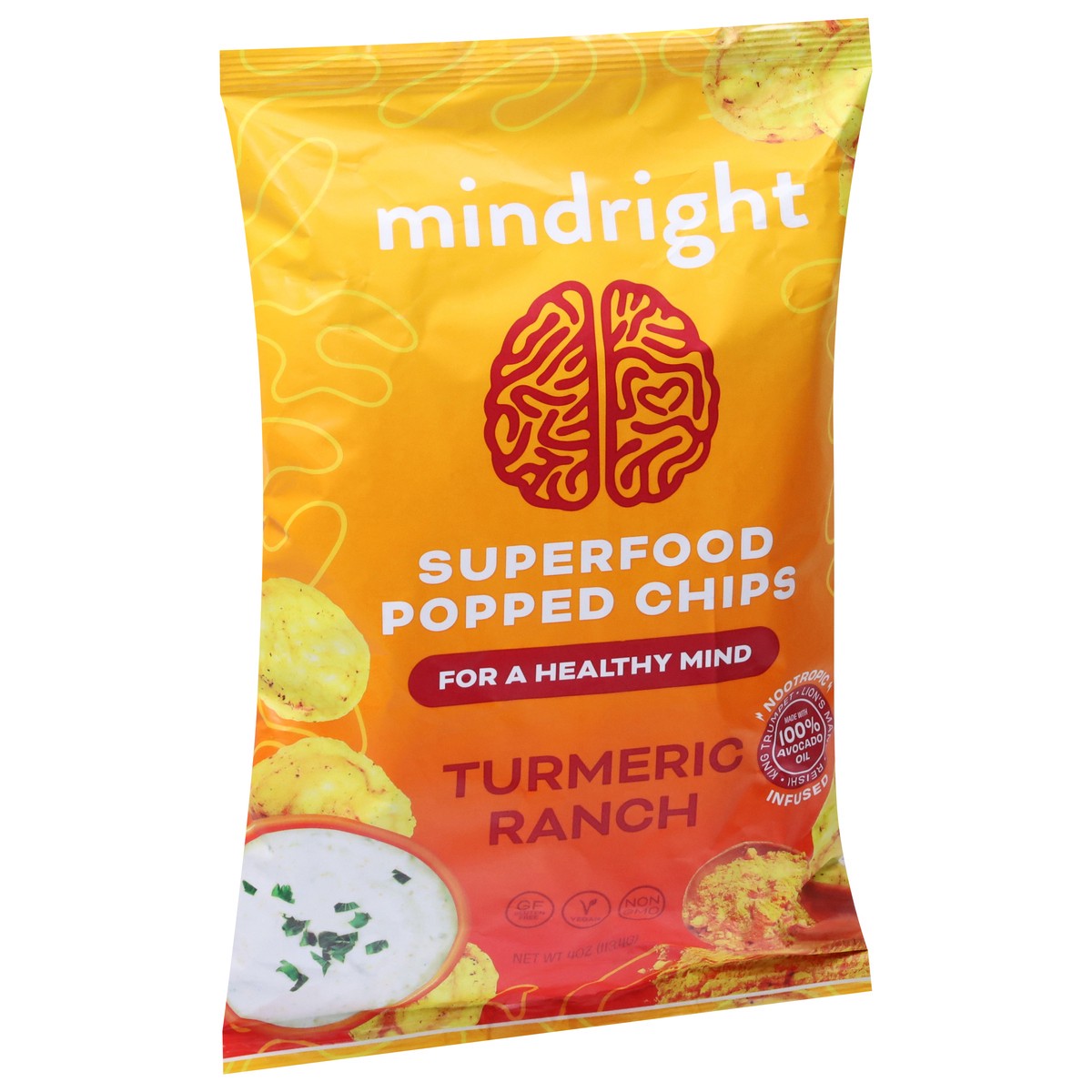 slide 4 of 13, Mindright Superfood Turmeric Ranch Popped Chips 4 oz, 4 oz