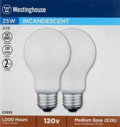 Westinghouse 25 Watts 2 Pack Soft White Incandescent Light Bulbs 2 ea