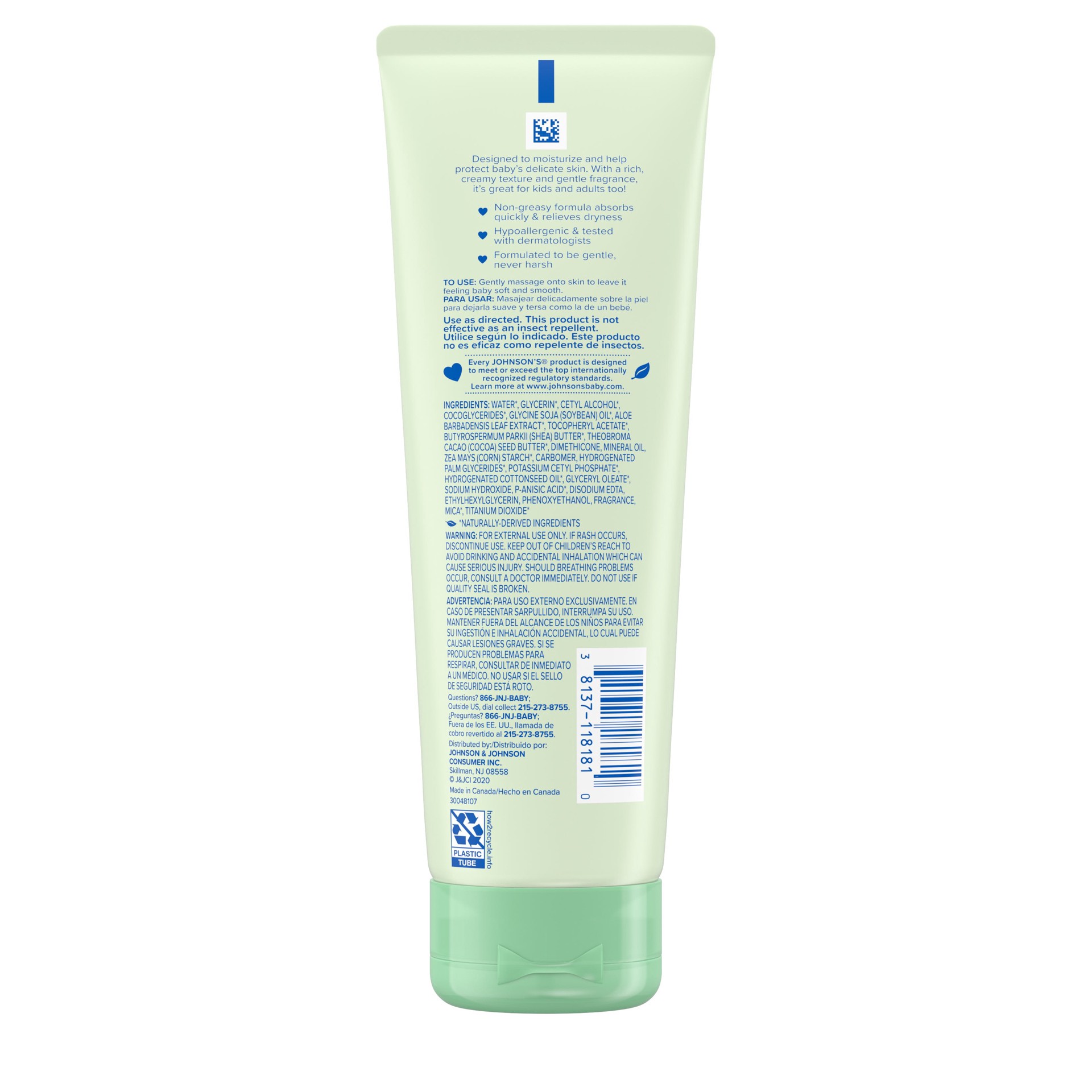 slide 2 of 7, Johnson's Creamy Oil with Aloe & Vitamin E for Delicate Skin, Non-Greasy Moisturizing Baby Body Lotion for Soft Skin, Hypoallergenic & Free of Parabens, Phthalates, & Dyes, 8 Fl. Oz, 8 fl oz; 236 ml