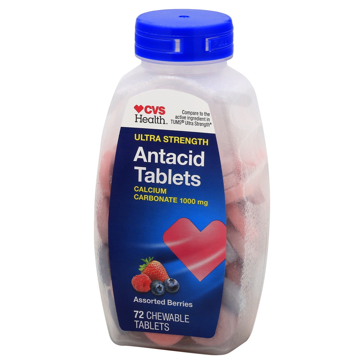slide 10 of 10, CVS Health Antacid Chewable Tablets, Assorted Berries, 72 Ct, 72 ct; 1000 mg
