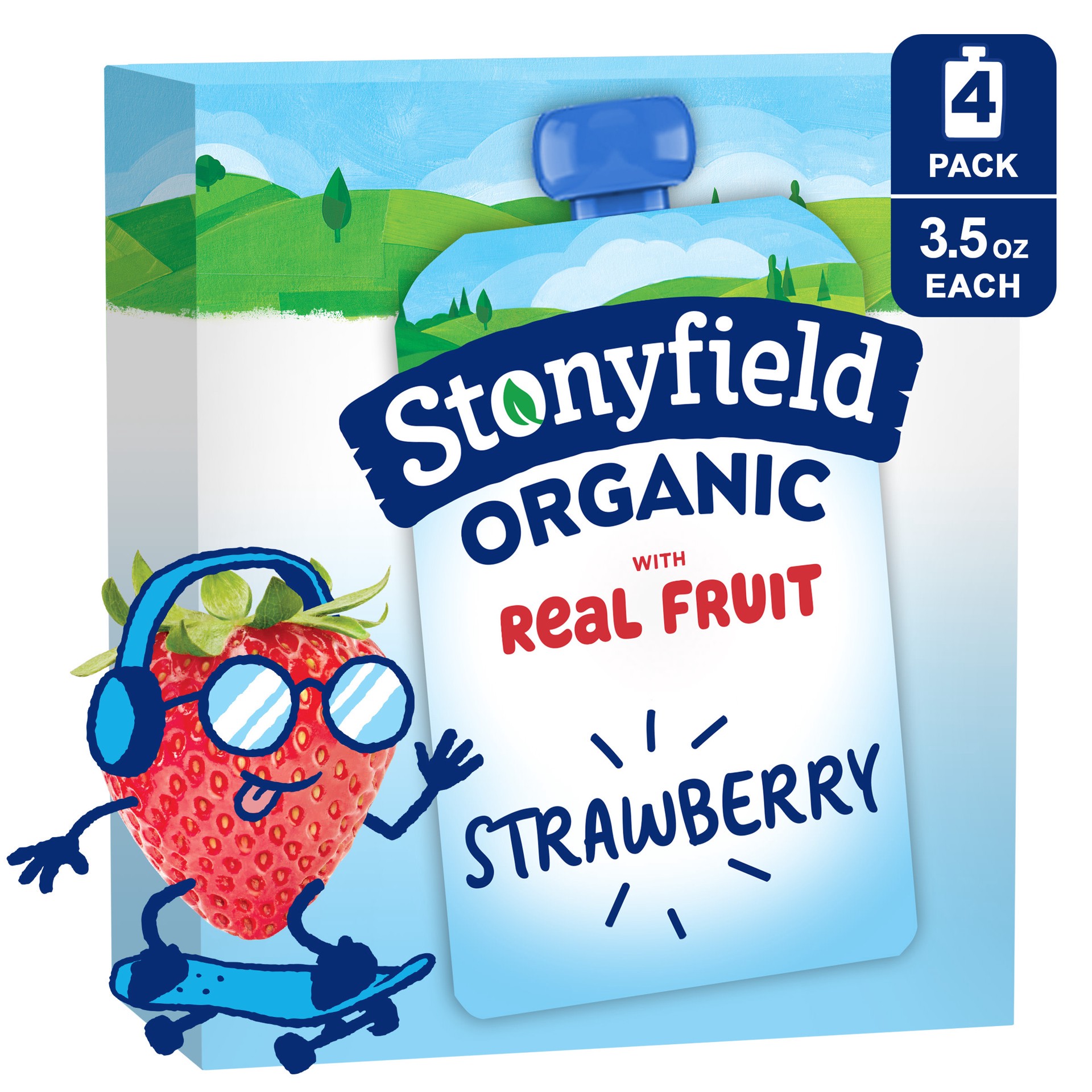 slide 1 of 5, Stonyfield Organic Kids Reduced Fat Yogurt Pouches, Strawberry, 4 ct; 3.5 oz