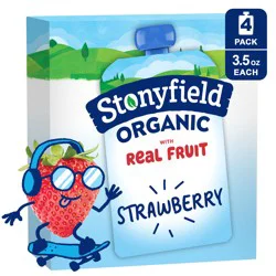 Stonyfield Organic Kids Reduced Fat Yogurt Pouches, Strawberry