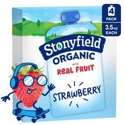 Stonyfield Organic Kids Reduced Fat Yogurt Pouches, Strawberry
