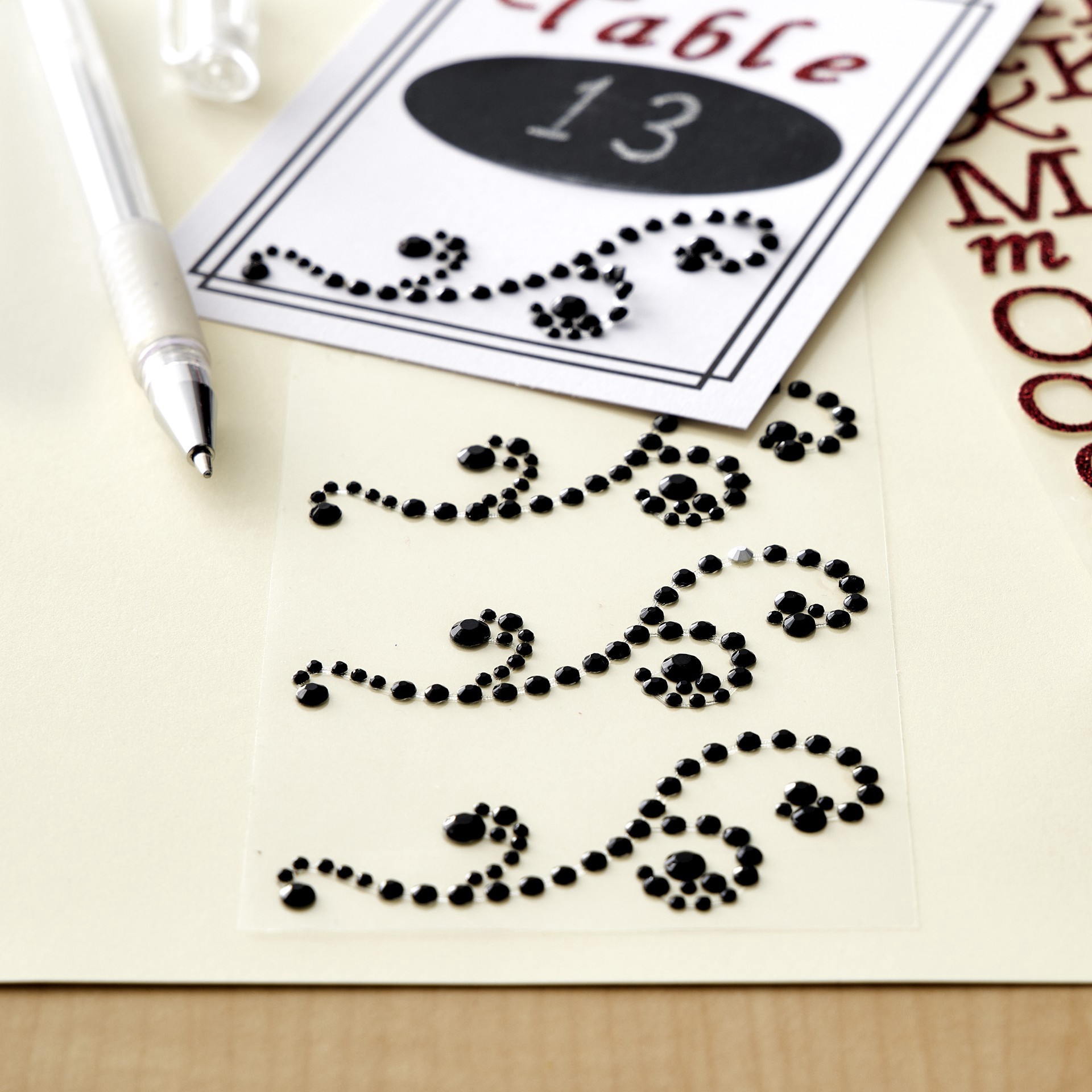 slide 2 of 2, Recollections Adhesive Rhinestones, Black Swirl Flourishes, 4 designs