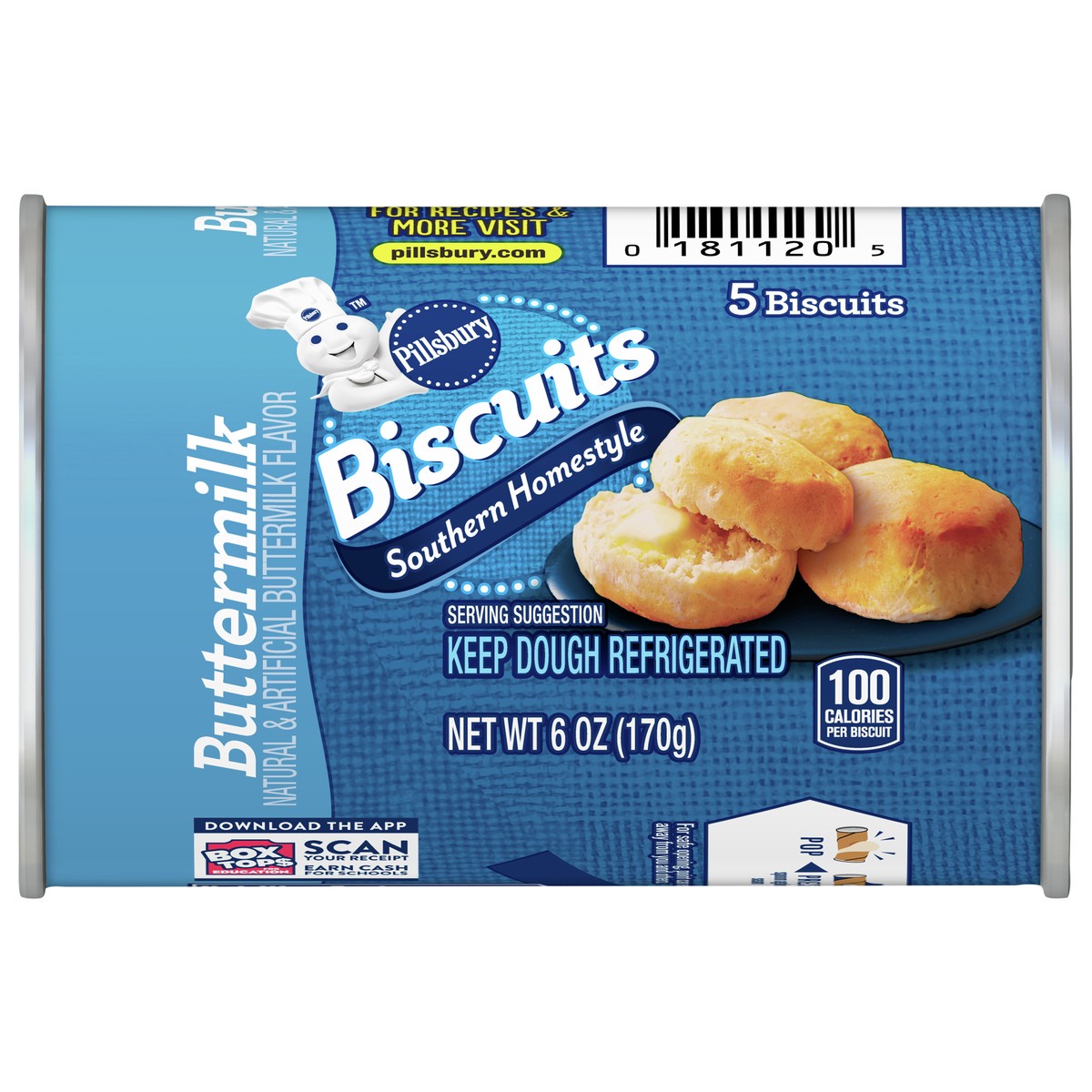 slide 1 of 6, Pillsbury Southern Homestyle Biscuits, Buttermilk, 5 Ct, 6 oz, 5 ct; 6 oz