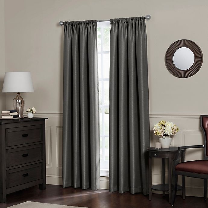 slide 1 of 5, Maytex Emery Rod Pocket Insulated 100% Blackout Window Curtain Panel - Charcoal, 95 in