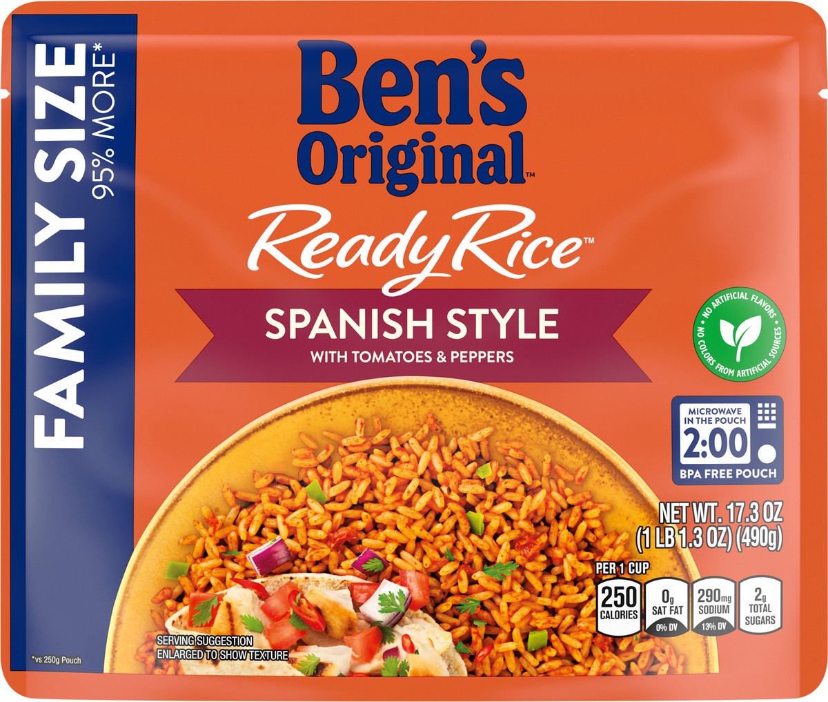 slide 3 of 3, Ben's Original Ready Rice Spanish Style Flavored Family Size Rice, 17.3 oz, 17.3 oz