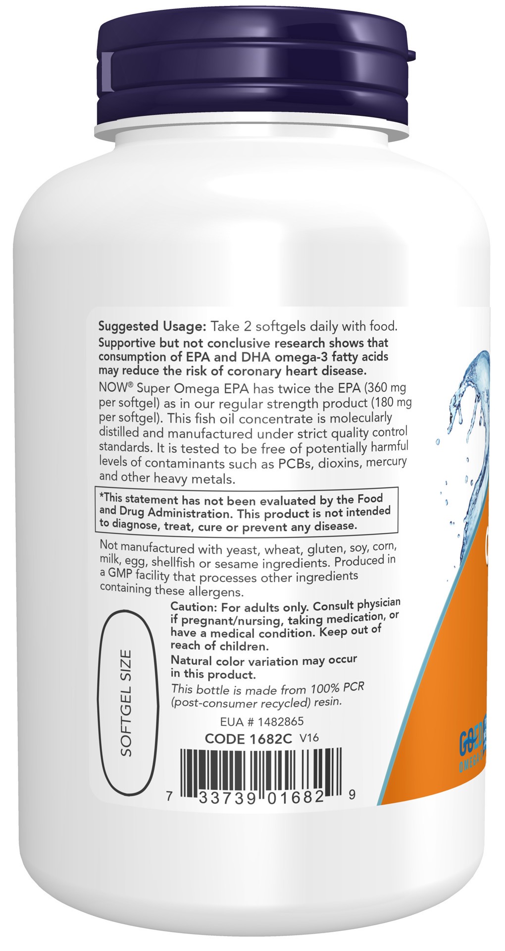 slide 4 of 4, NOW Super Omega EPA Fish Oil, Double Strength - 120 Softgels, 120 ct