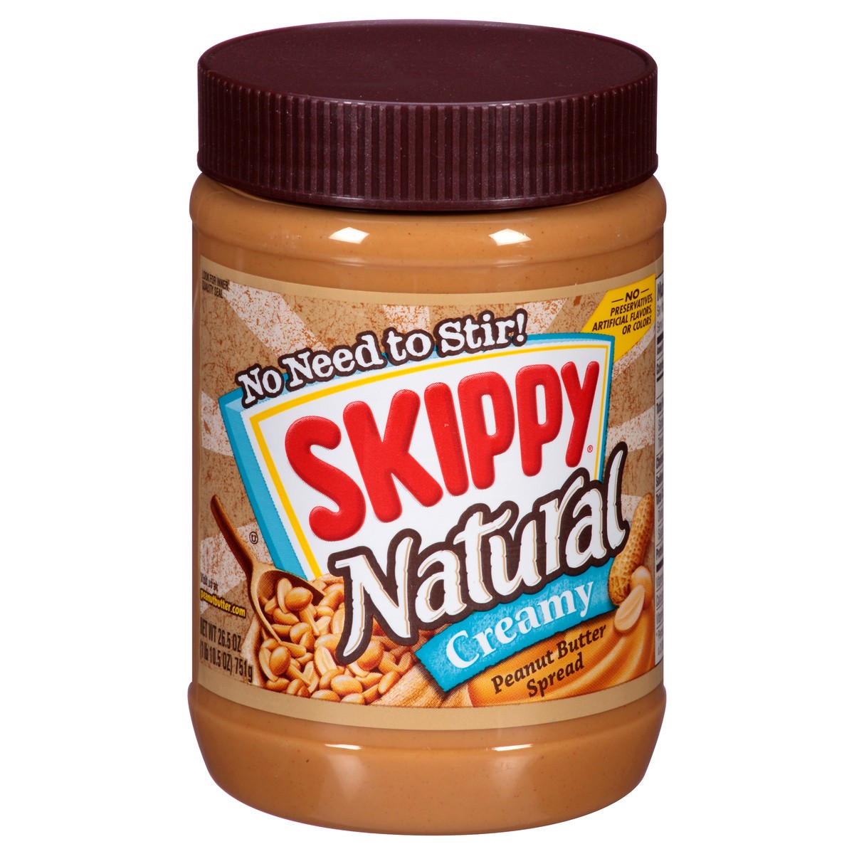 slide 1 of 9, SKIPPY Natural Creamy Peanut Butter Spread, 26.5 oz