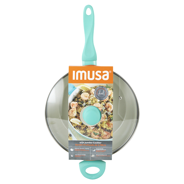 slide 1 of 29, IMUSA USA IMU-30053 Forged Teal Jumbo Cooker with Ceramic Nonstick, 4 qt