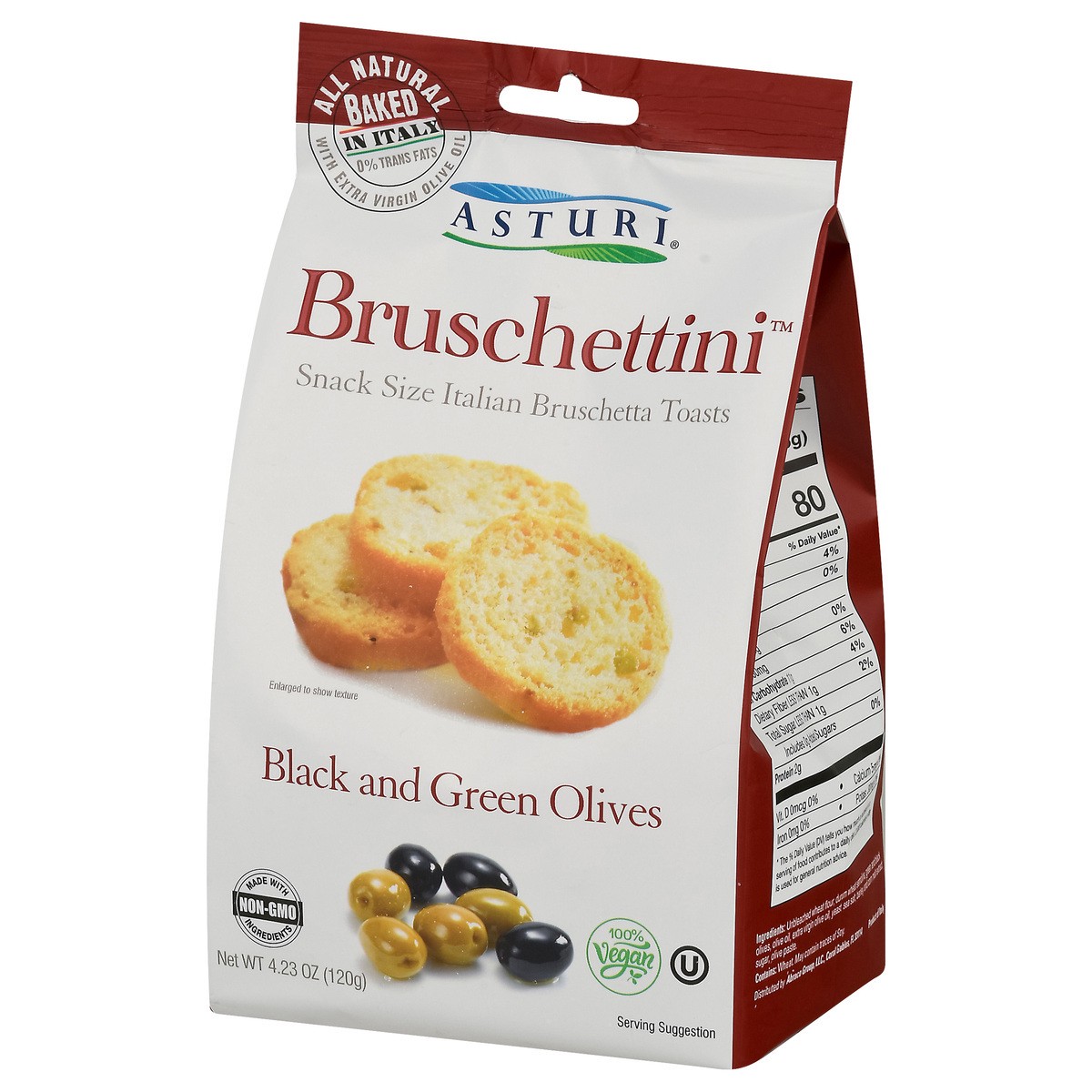 slide 6 of 9, Asturi Bruschettini Black and Green Olives Italian Toasts, 4.23 oz