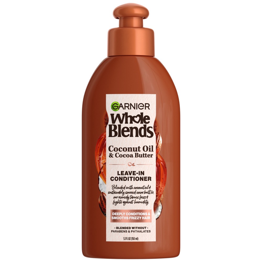 slide 1 of 1, Garnier Whole Blends Coconut Oil & Cocoa Butter Extracts Leave-In Conditioner, 5.1 fl oz