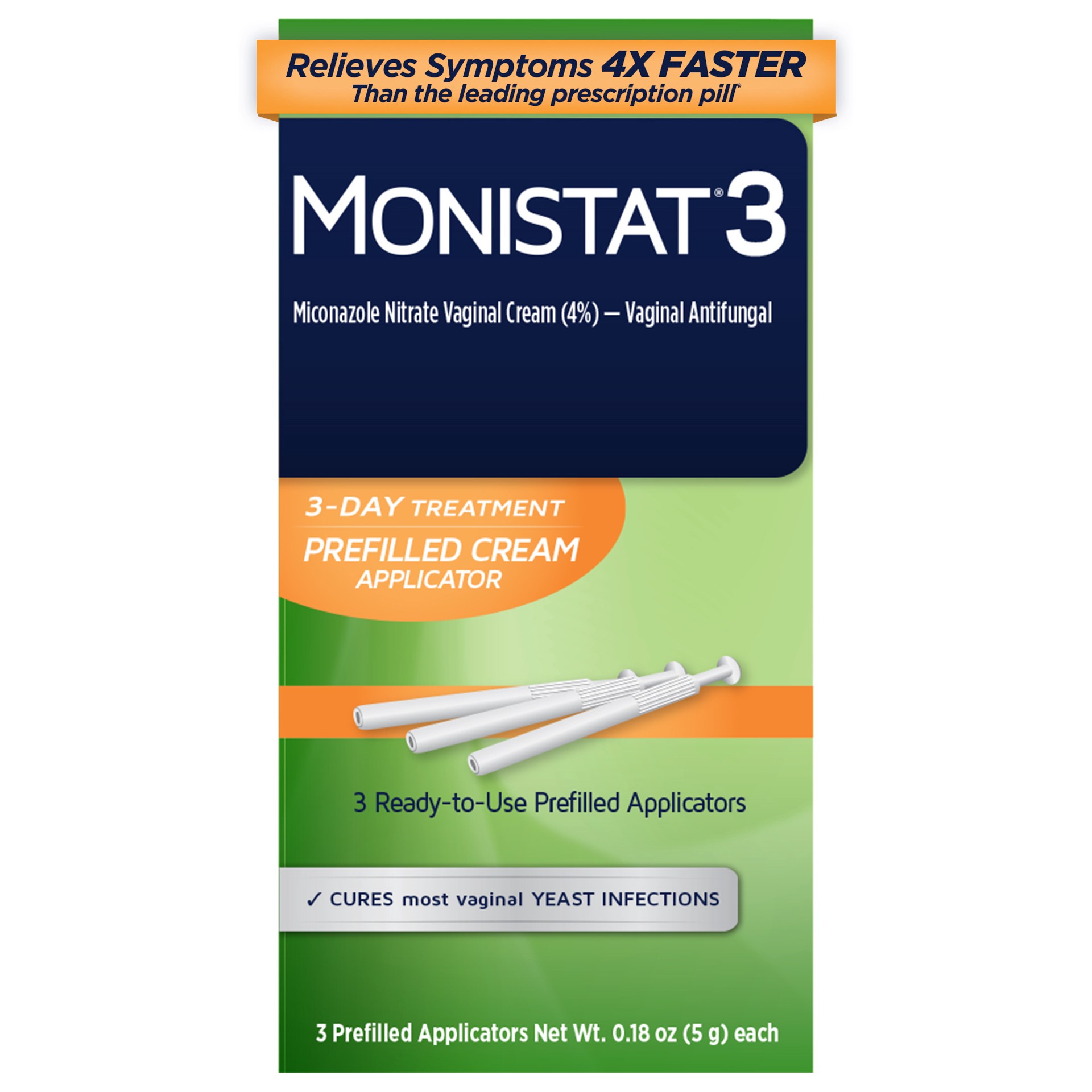 slide 1 of 1, Monistat 3 Day Yeast Infection Treatment for Women, 3 Miconazole Prefilled Cream Applicators, 1 Pack, 1 ct