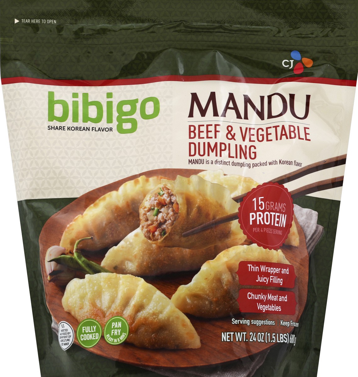 slide 1 of 4, Bibigo Dumpling 24 oz, 24 oz