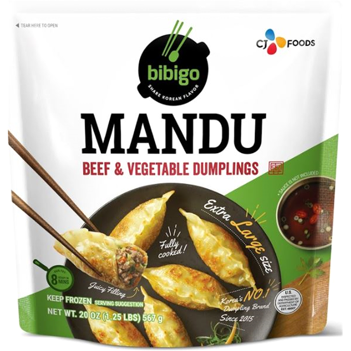 slide 1 of 1, Bibigo Mandu Beef & Vegetable Frozen Dumplings, 24 oz