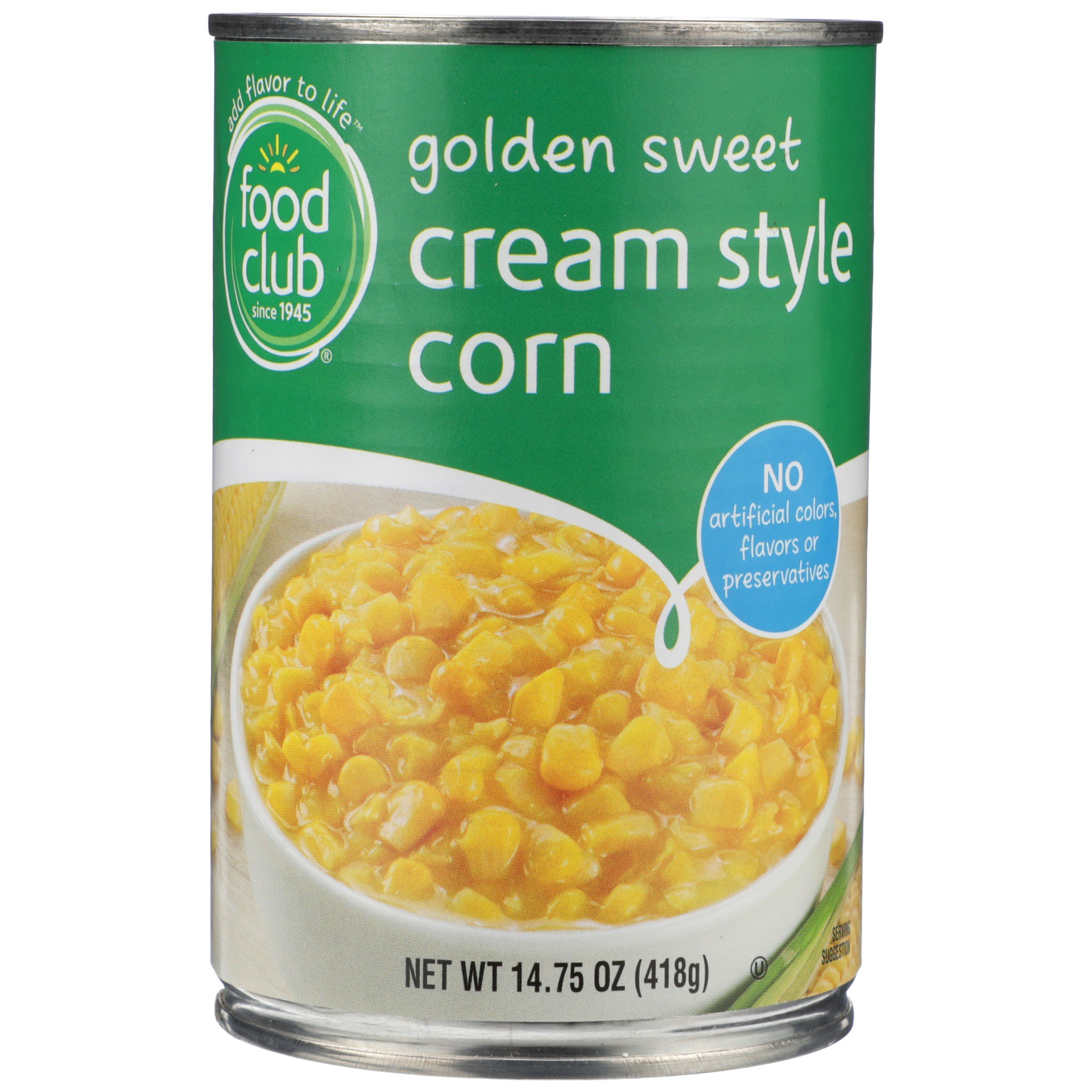 slide 1 of 11, Food Club Golden Sweet Cream Style Corn, 14.75 oz