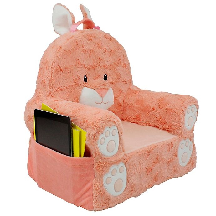 slide 5 of 6, Soft Landing Premium Sweet Seats Bunny Chair - Coral, 1 ct