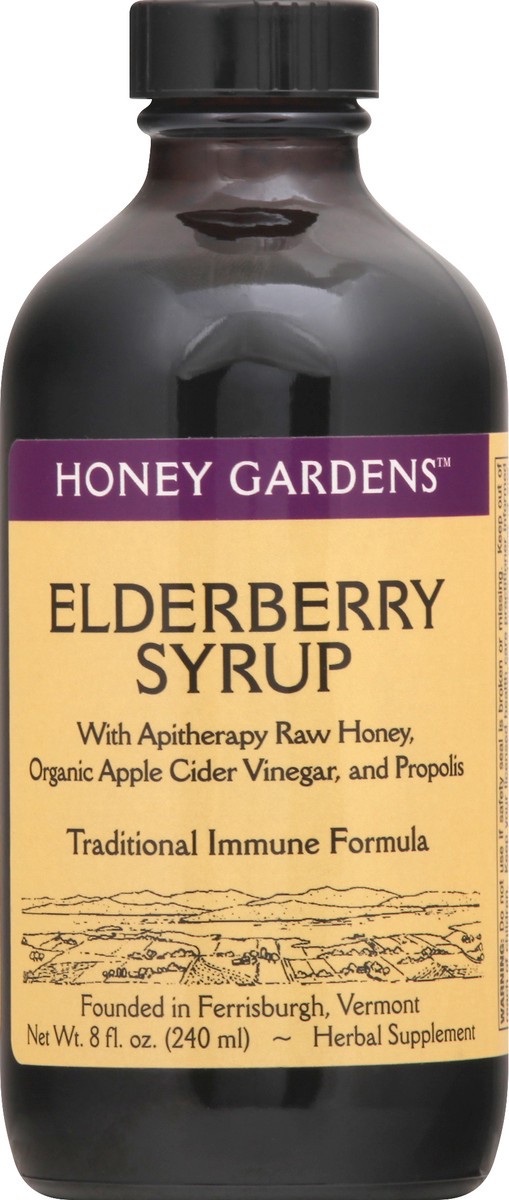 slide 2 of 10, Honey Gardens Elderberry Syrup 8 oz, 8 oz